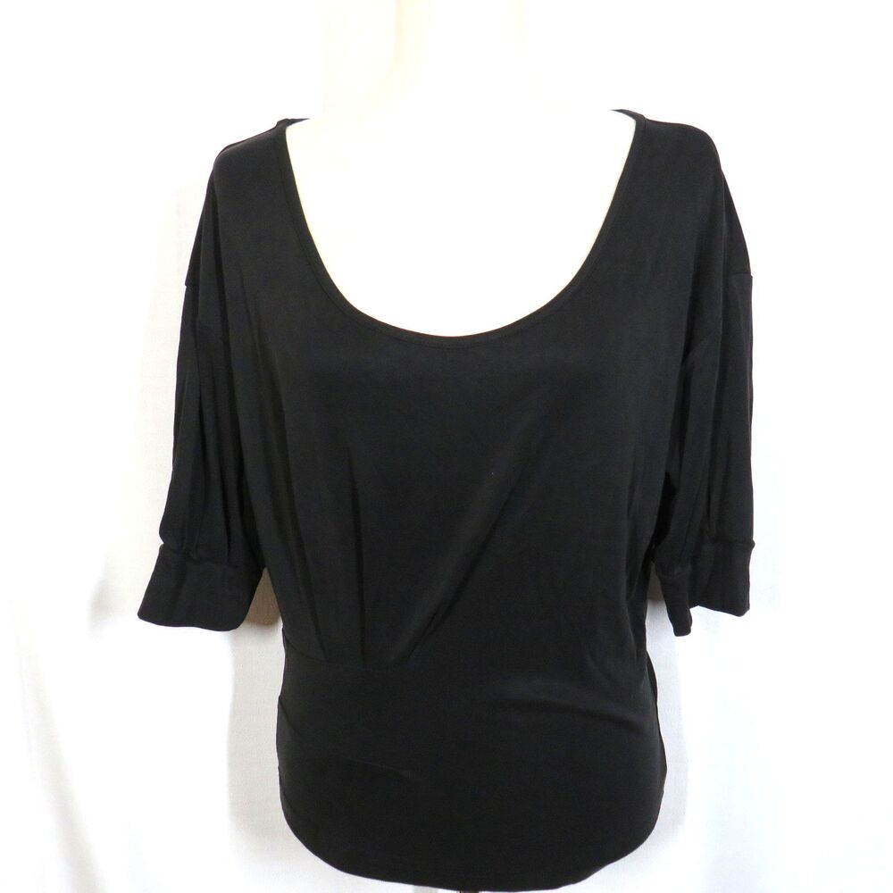 OGL Sandwashed Scoop Neck Short Sleeve Tucked Tee Black Size Medium - Picture 6 of 11